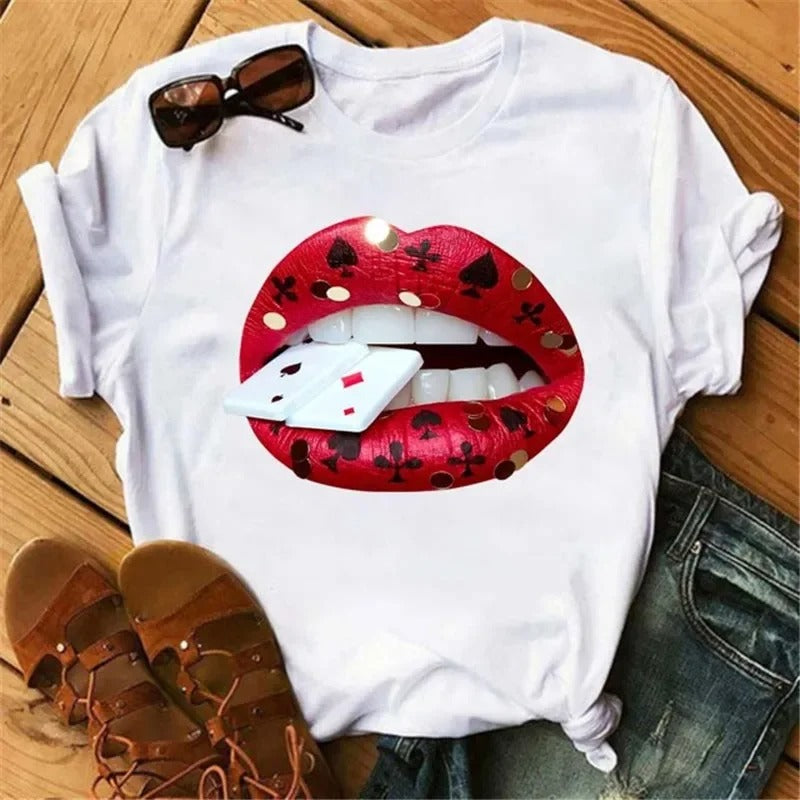 Lips Print  T-Shirt