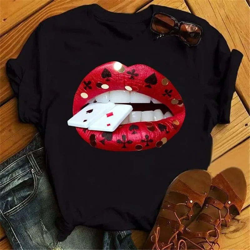 Lips Print  T-Shirt