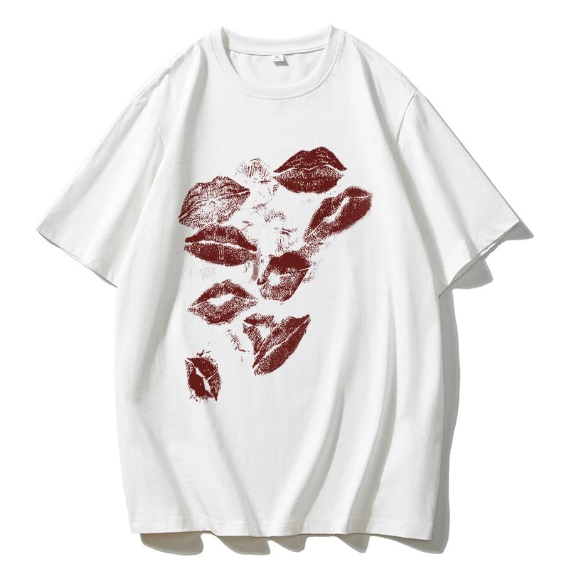 Heart Print Oversized T-Shirt – Casual, Comfy