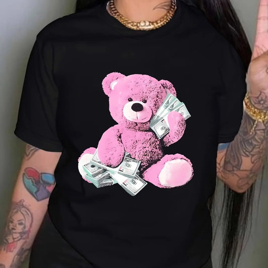 Bear Print Crew Neck T-Shirt