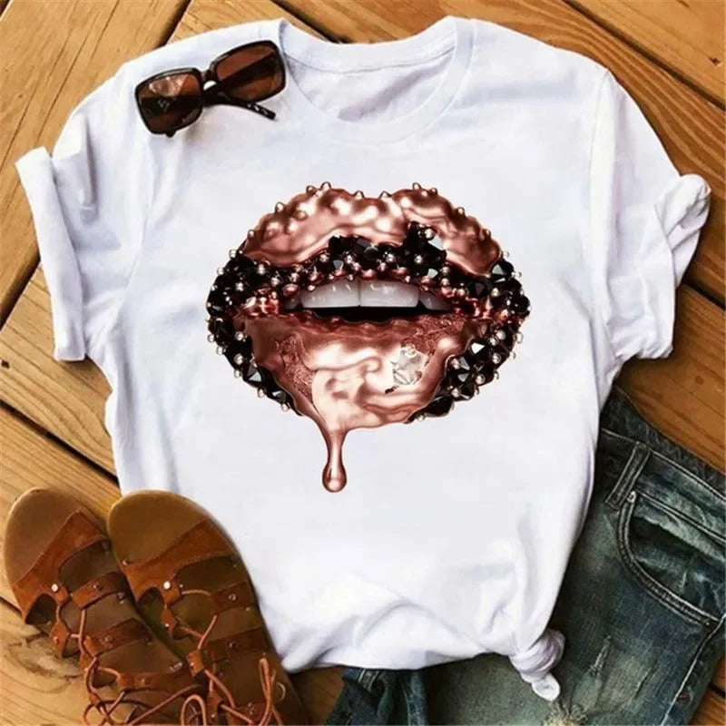 Lips Print  T-Shirt