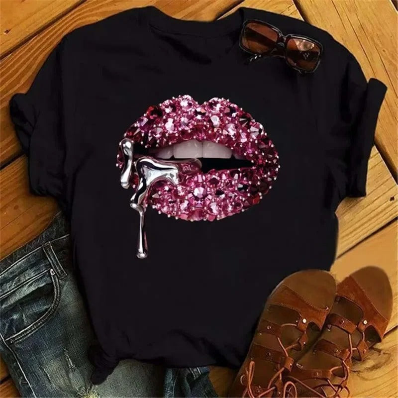 Lips Print  T-Shirt