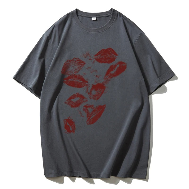 Heart Print Oversized T-Shirt – Casual, Comfy